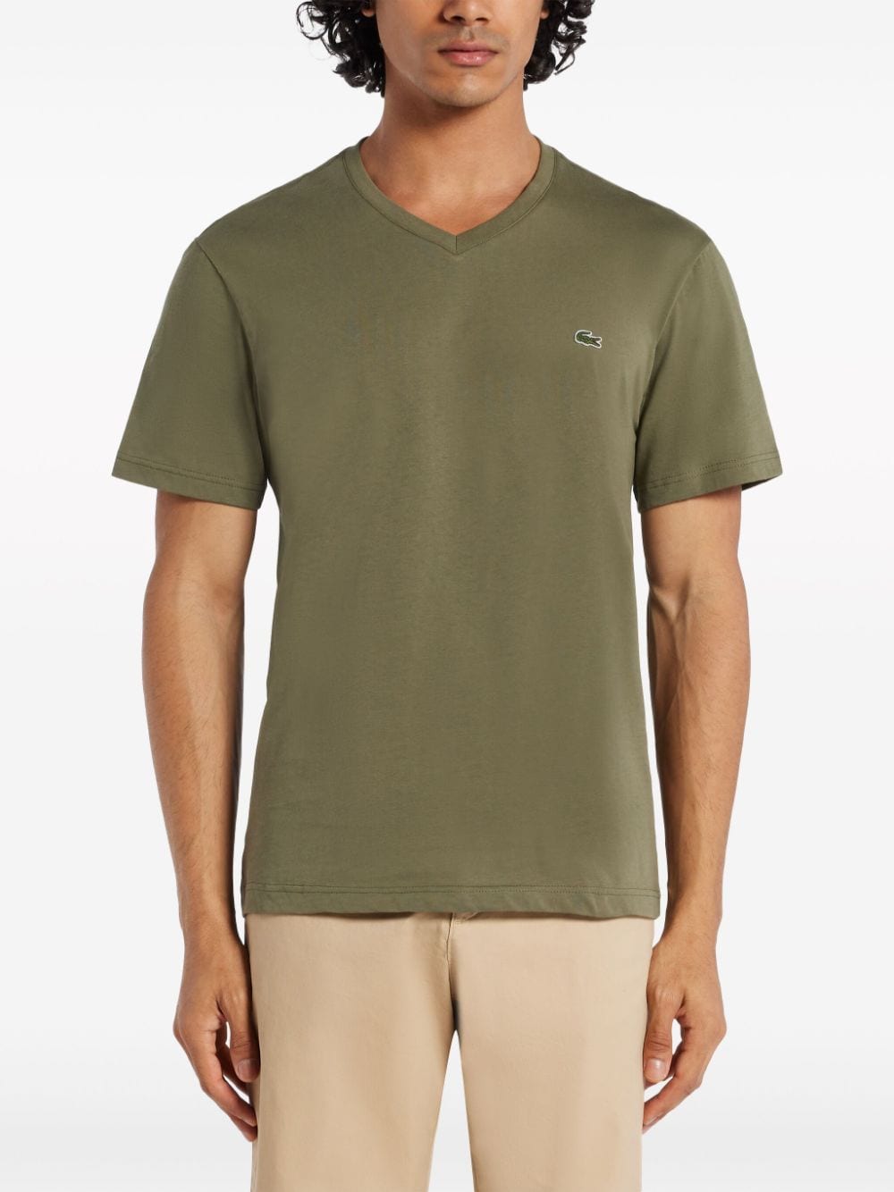 Shop Lacoste Logo-patch Cotton T-shirt In Green