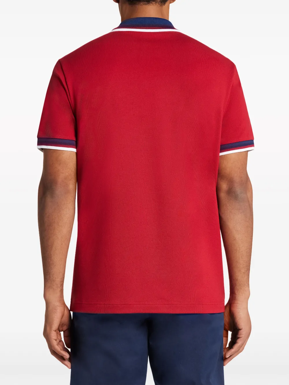 Lacoste Poloshirt met geborduurd logo en gestreepte afwerking Rood