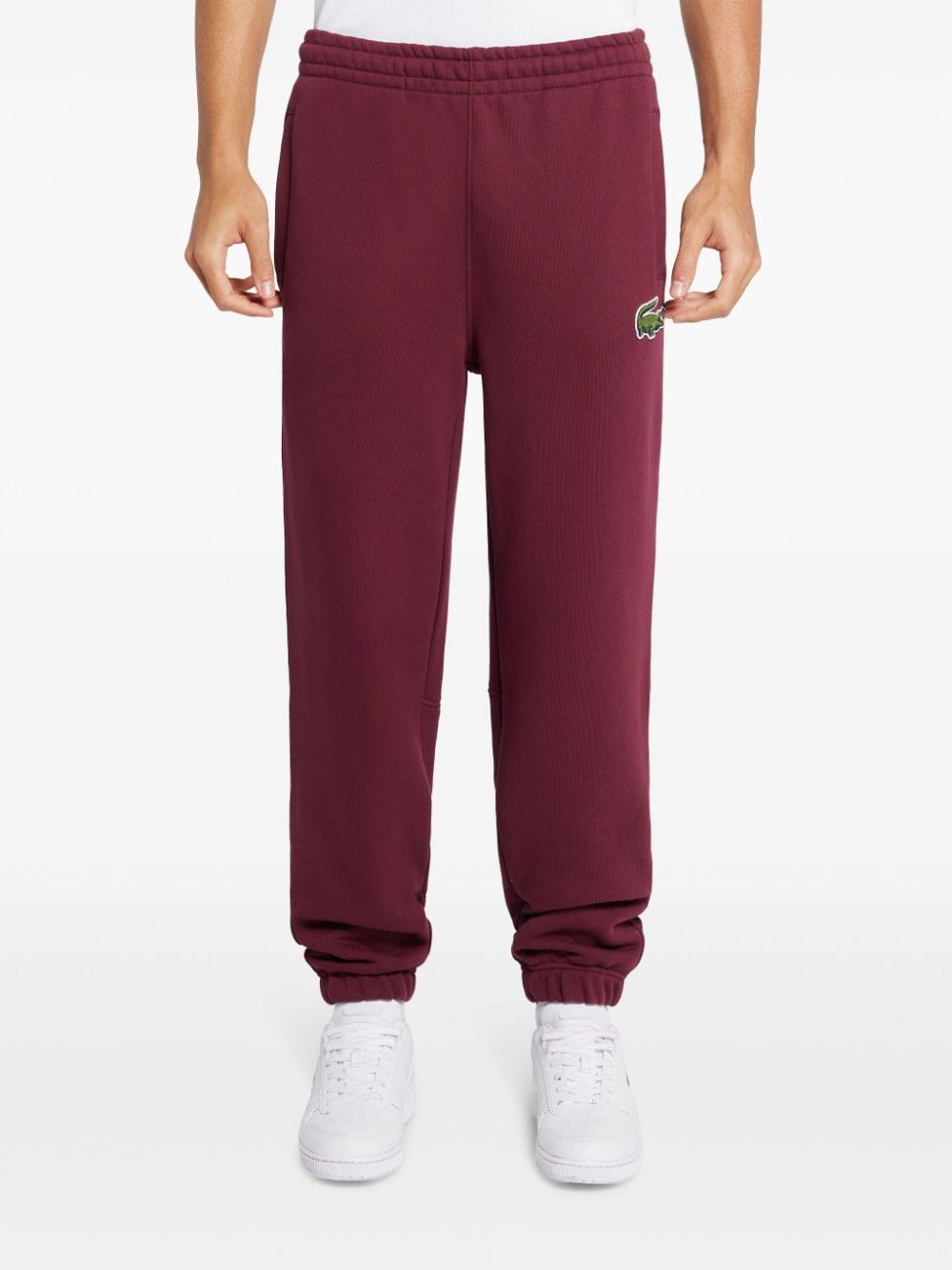 Shop Lacoste Logo-patch Organic Cotton Track Pants In Red