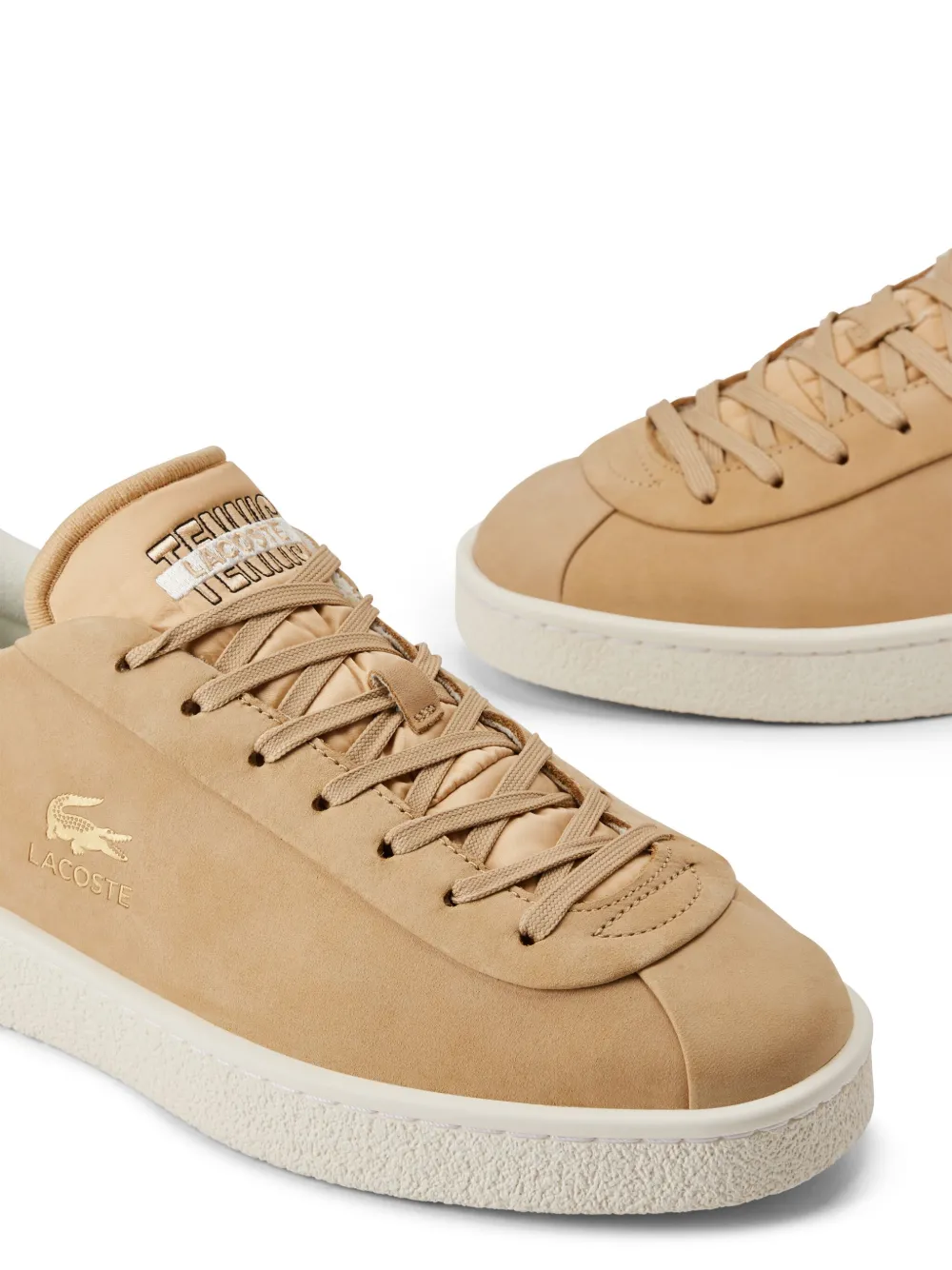 Lacoste Logo-stamp Lace-up Sneakers In Neutrals