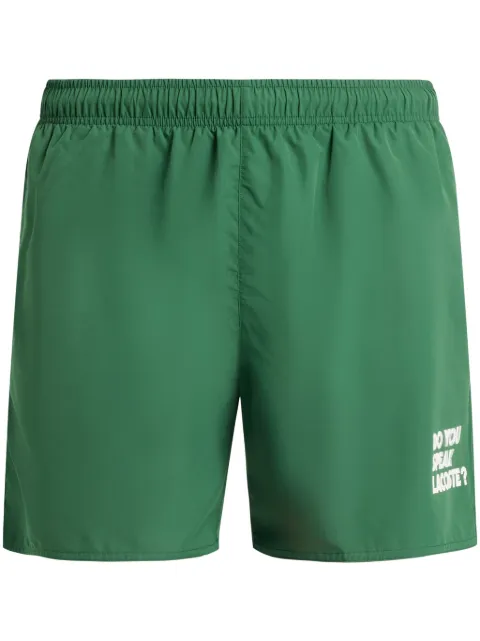 Lacoste slogan-print swim shorts