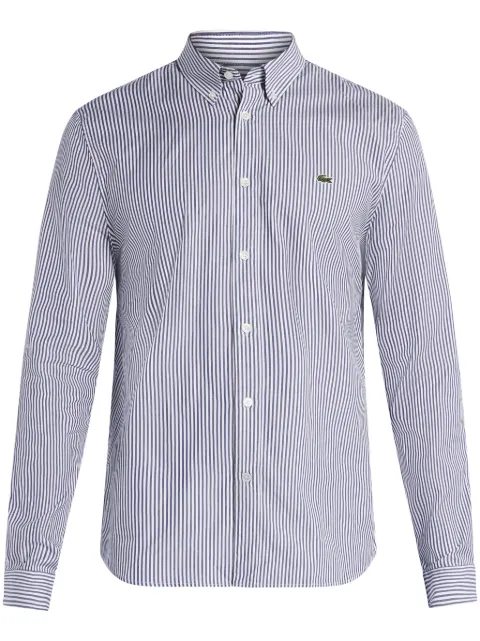 Lacoste logo-patch striped cotton shirt