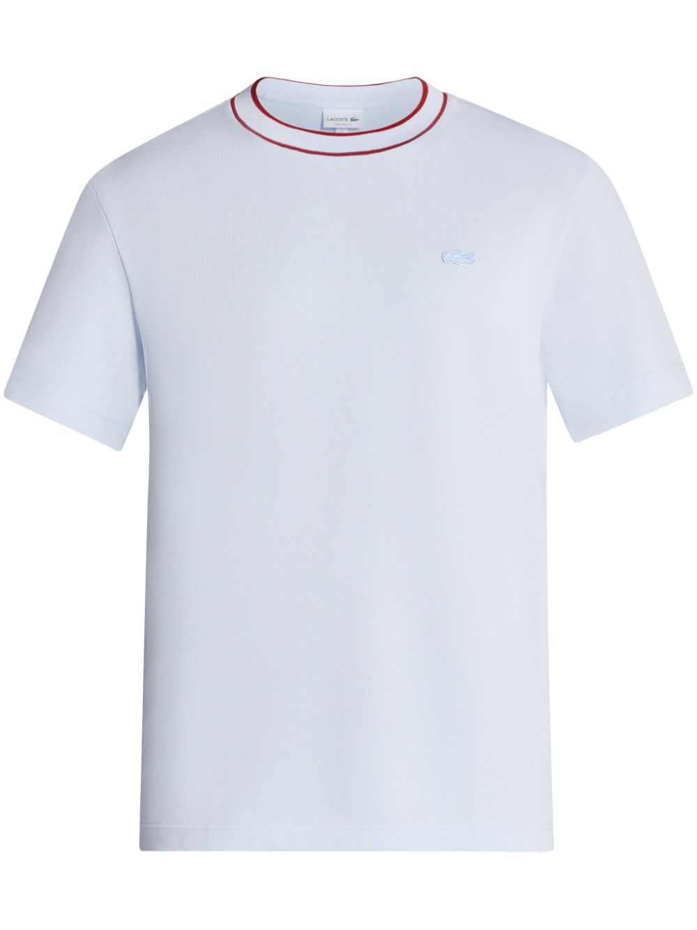 Shop Lacoste Stripe-collar Cotton Piqué T-shirt In Blue