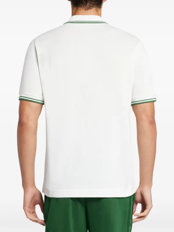 Lacoste slogan-embroidered Cotton Polo Shirt | White | FARFETCH ZA