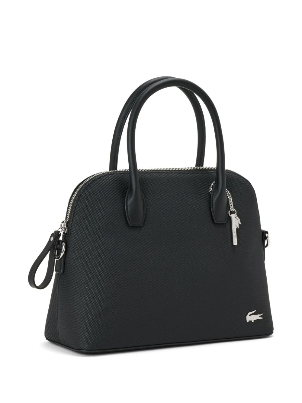 Shop Lacoste Bugatti Canvas Shoulder Bag In Black
