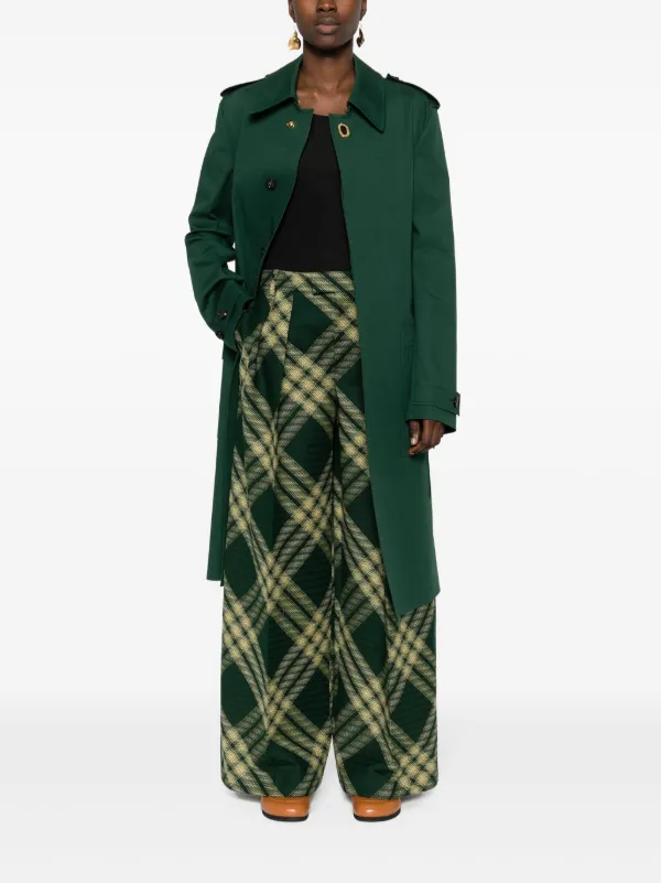 Burberry pleat-detail Wool Trousers Green FARFETCH GE