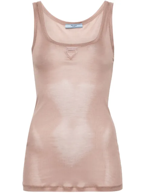 Prada triangle-appliqué silk top