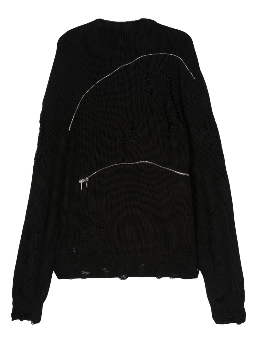 Shop Heliot Emil Distressed-effect Knitted Jumper In Black
