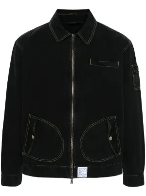 Black denim jacket with new arrivals contrast stitching