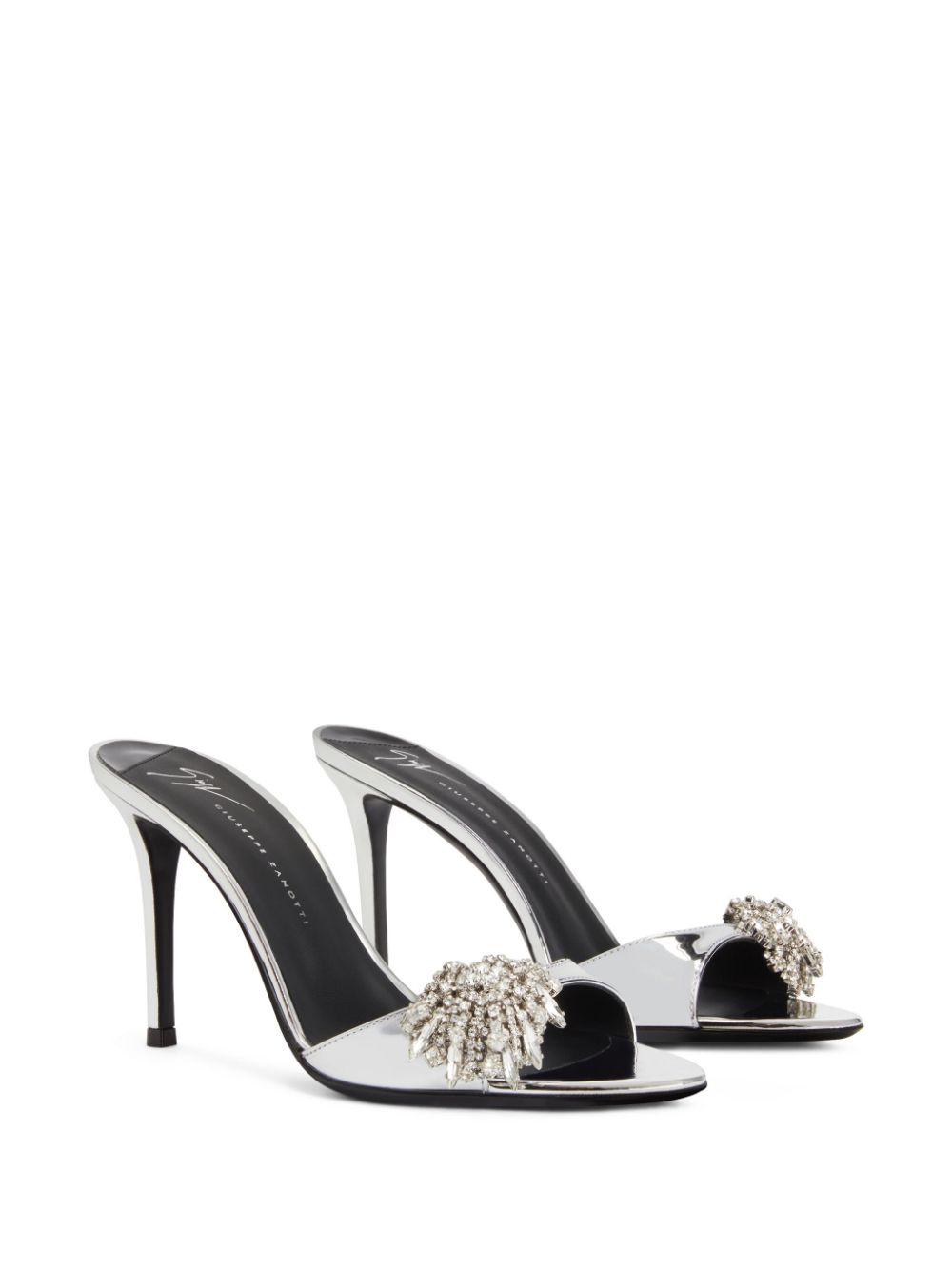 Shop Giuseppe Zanotti Sabry 90mm Crystal-embellished Mules In Silver