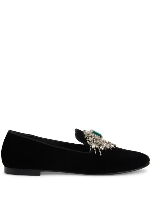 Giuseppe Zanotti Euphemiee crystal-embellished velvet loafers