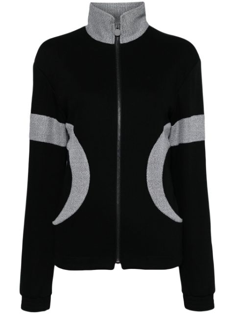 HOT SALE CHANEL 2000s ribbed-knit panelled cardigan Women