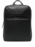 PIQUADRO logo-patch leather backpack - Black