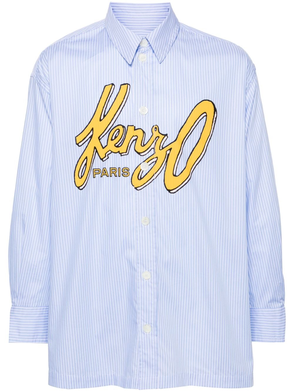 Shop Kenzo Archive Logo Striped Shirt In Blue