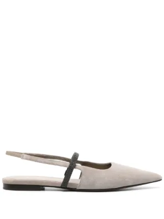 バレエシューズ Brunello Cucinelli Suede Ballerinas With Monili Detail Suede Ballerinas with Monili detail BRUNELLO CUCINELLI