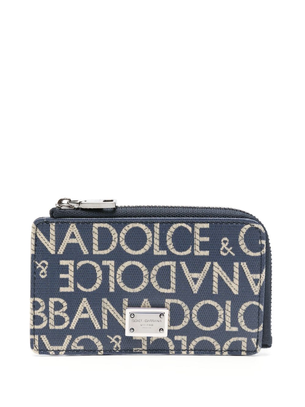Dolce & Gabbana Jacquard-logo Motif Cardholder In Blue