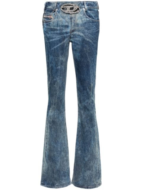 Diesel gem-logo buckle flared jeans