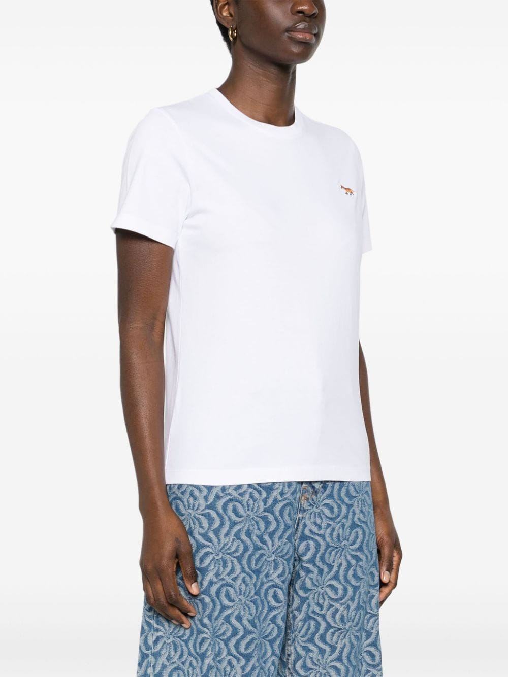 Maison Kitsuné T-shirt met vossen patroon Wit