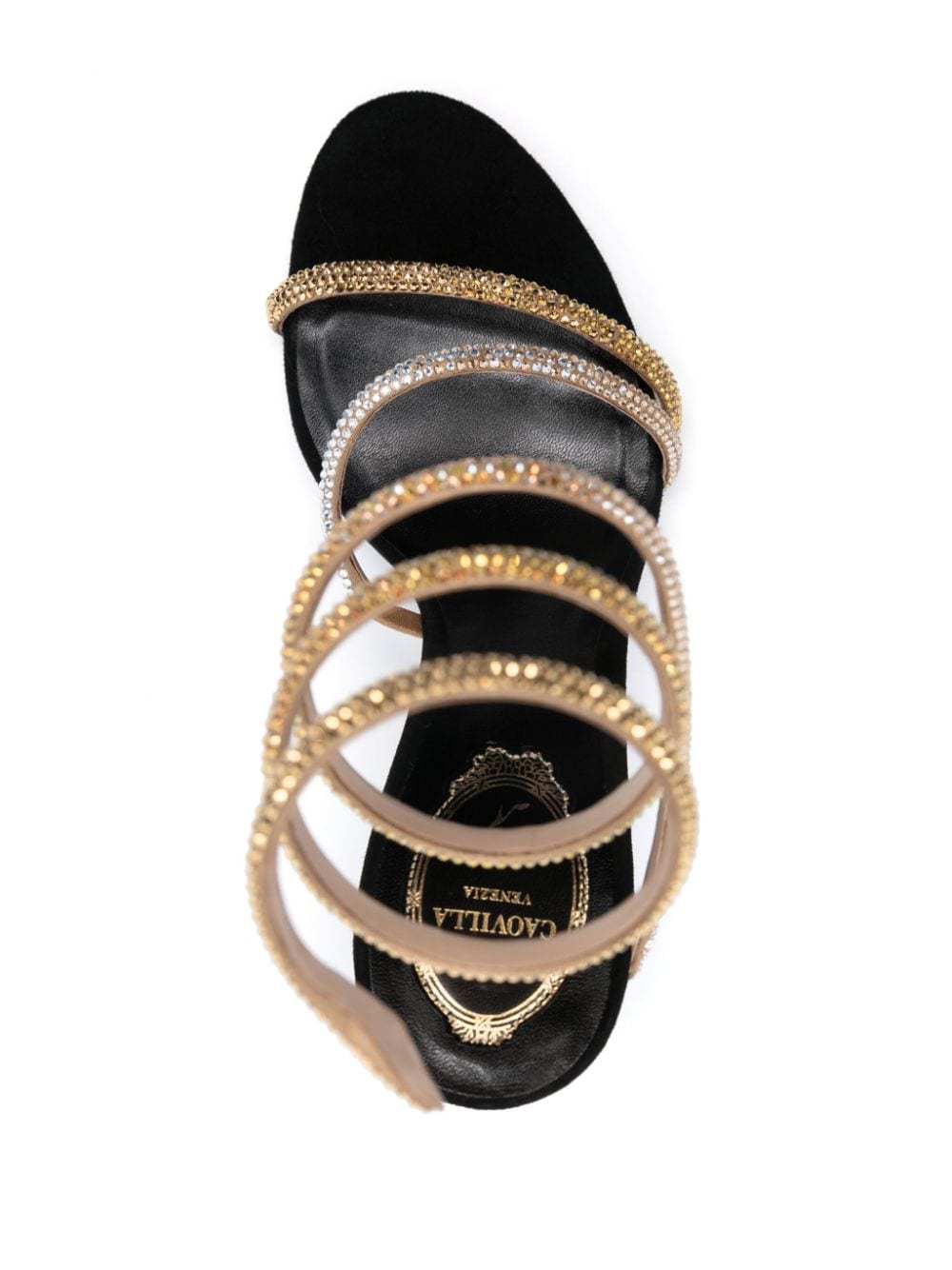 Shop René Caovilla Margot 110mm Crystal Sandals In 黑色
