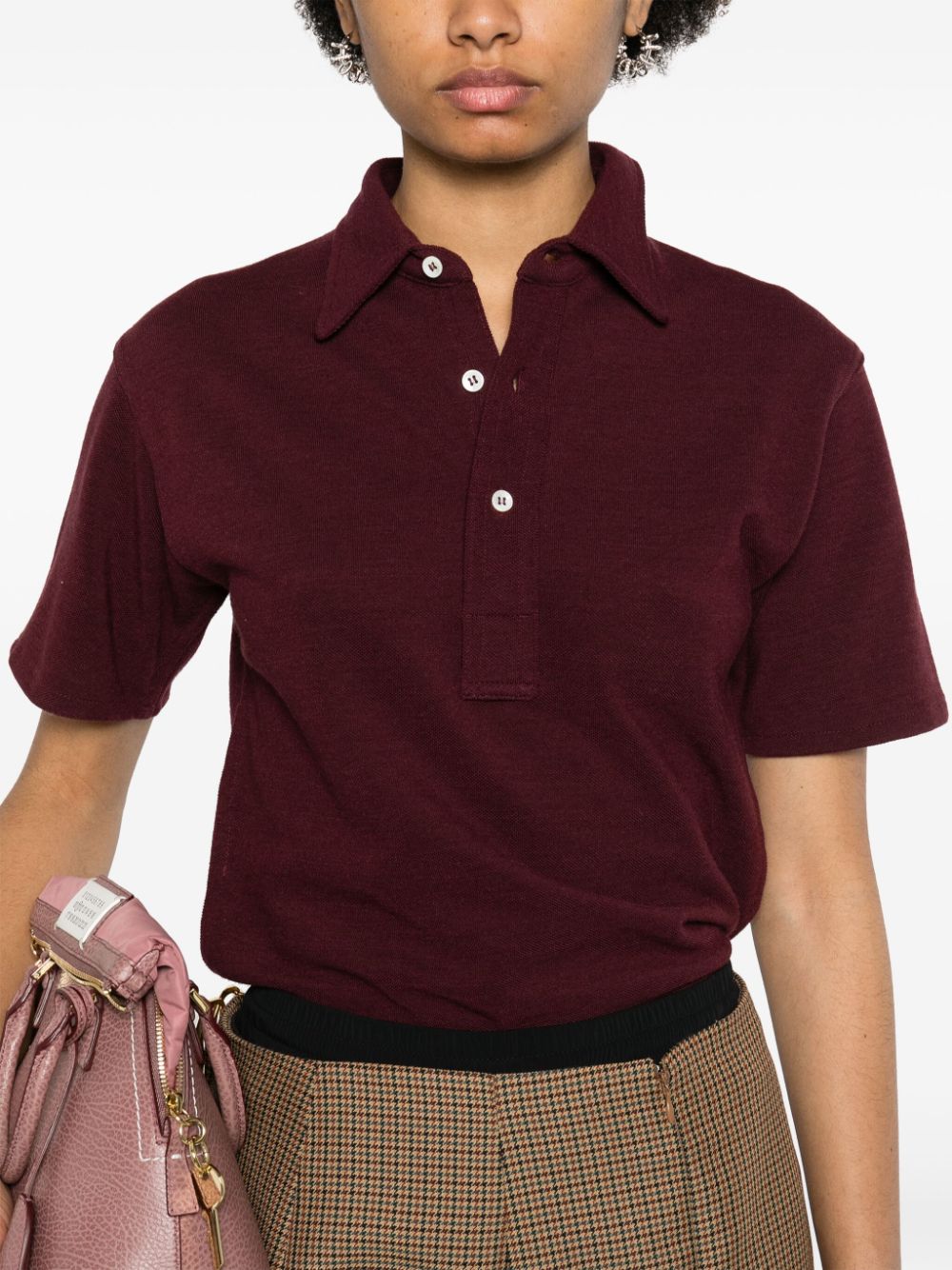 Shop Maison Margiela Four-stitch Logo Polo Shirt In Red