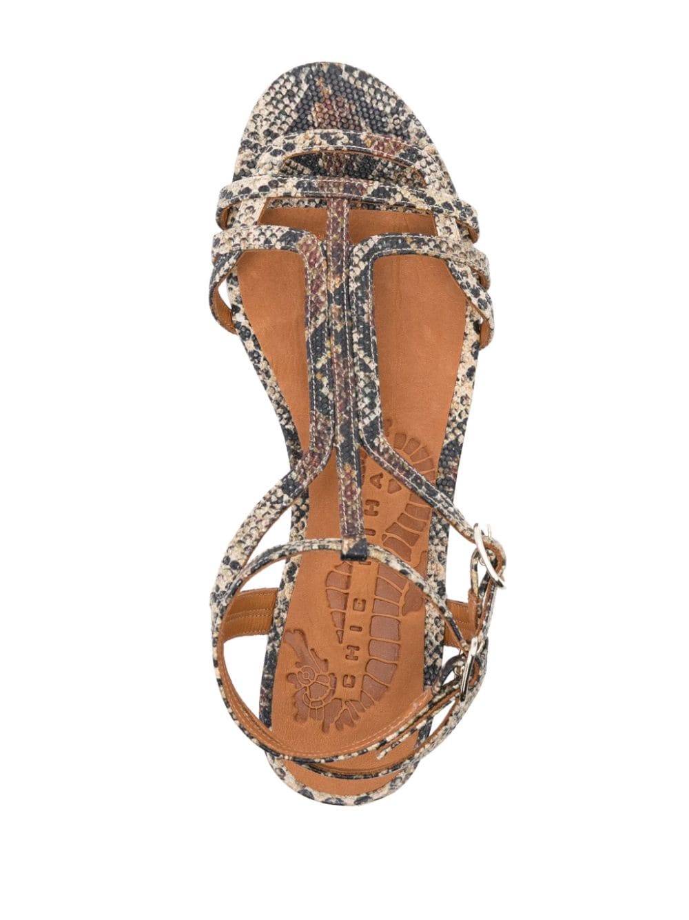 Shop Chie Mihara Yael Snake-print Leather Sandals In Neutrals
