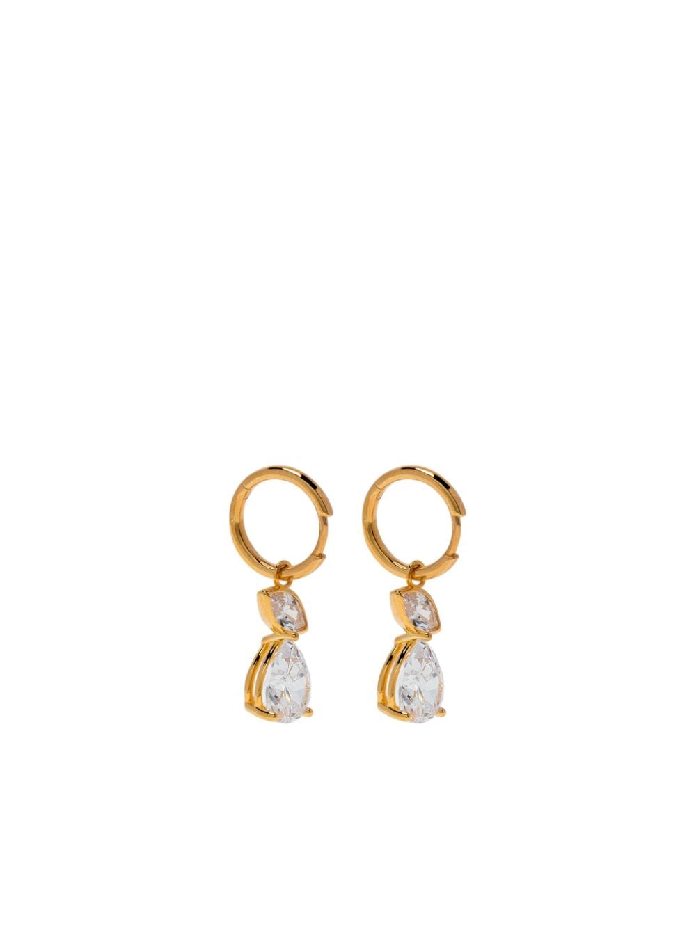 Anissa Kermiche 18kt Yellow Gold Crystal-embellished Dangle Hoop Earrings In Gold Vermeil