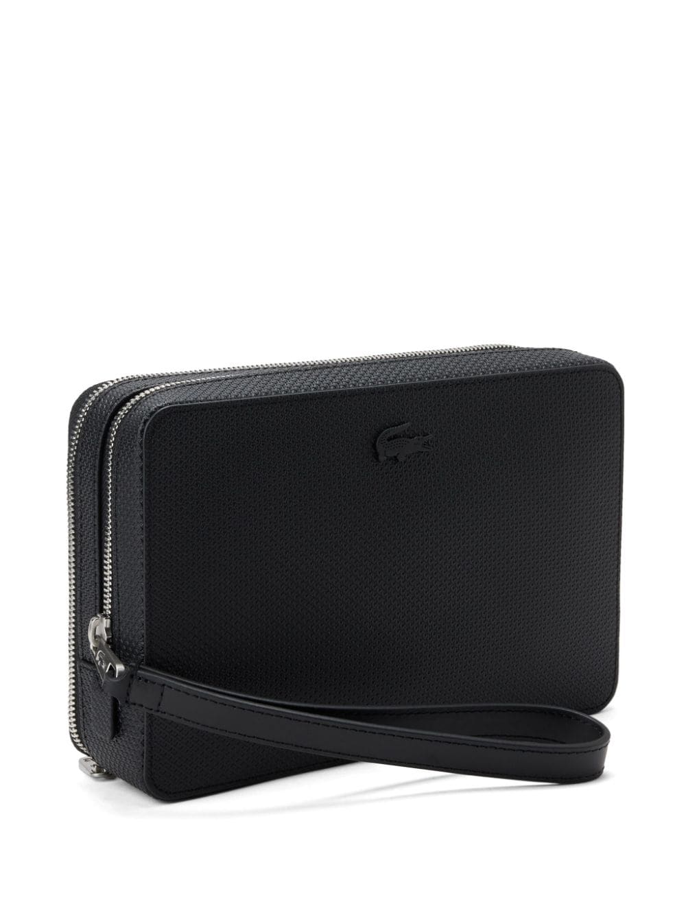 Shop Lacoste Chantaco Leather Clutch Bag In 黑色