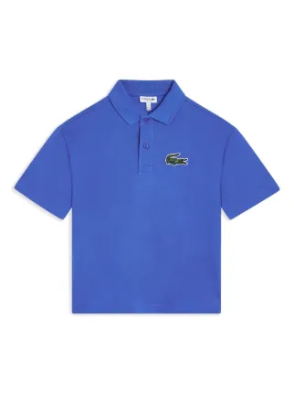 Lacoste Kids crocodile embroidered Pique Polo Shirt Blue FARFETCH UK