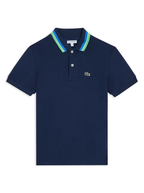 Lacoste Kids crocodile-embroidered stripe-tipping polo shirt