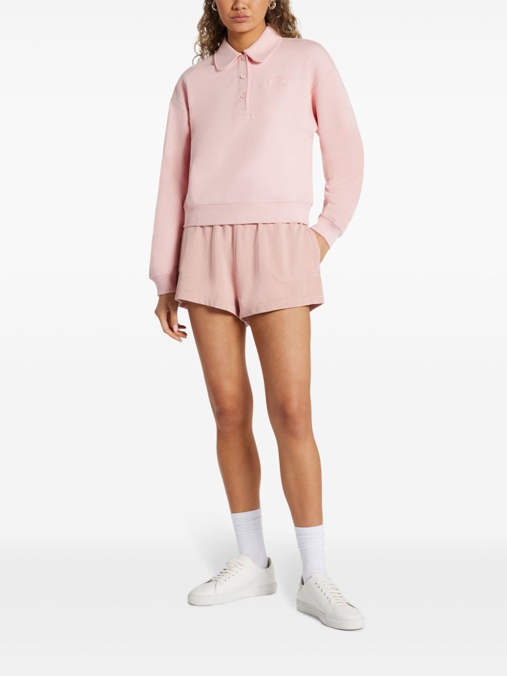 Lacoste logo-embossed cotton sweatshirt - Roze