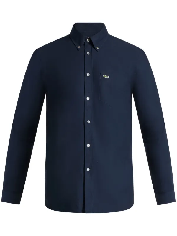 Lacoste logo-appliqué Cotton Shirt Blue FARFETCH MY