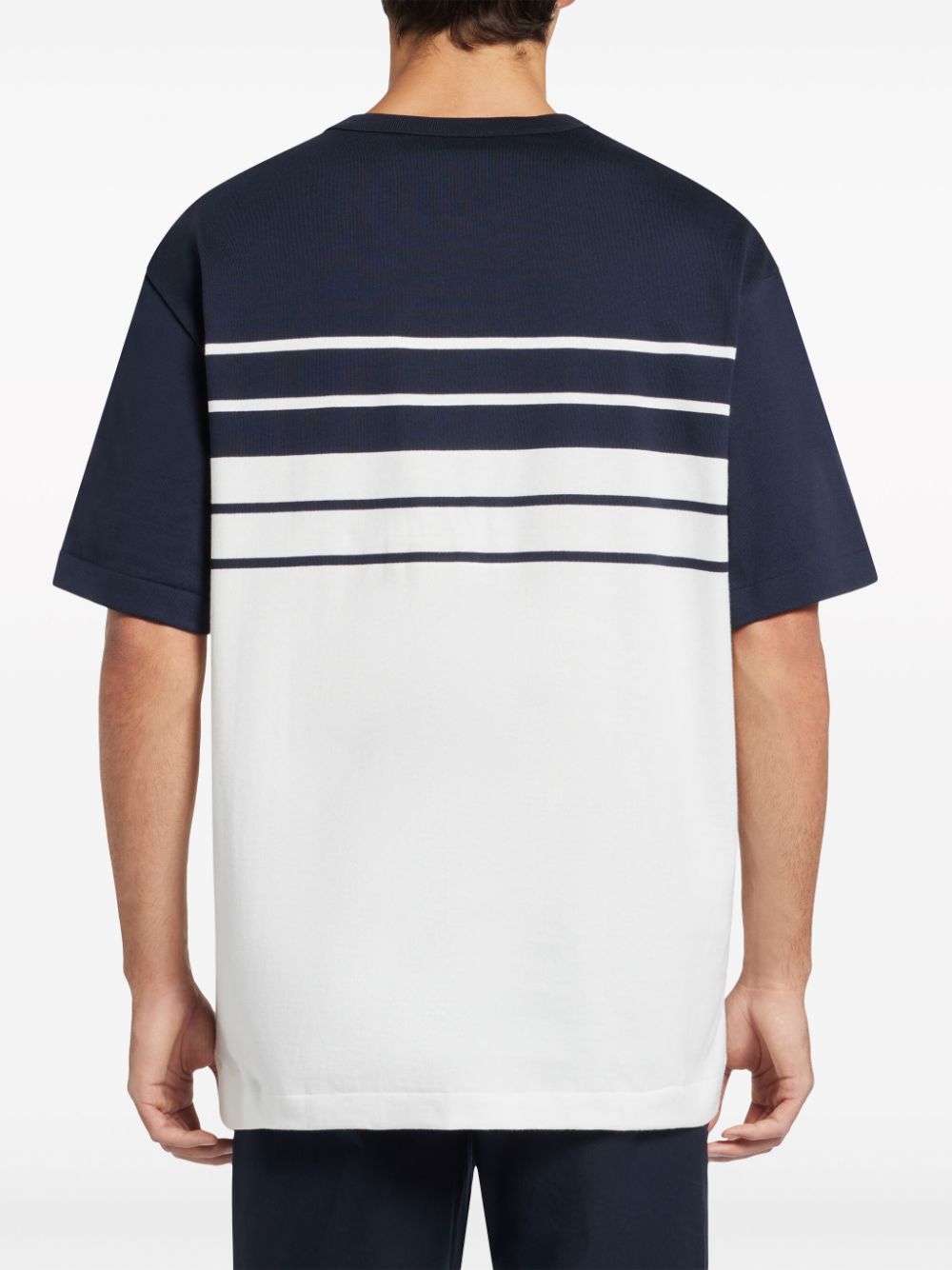 Shop Lacoste Striped Organic Cotton T-shirt In White