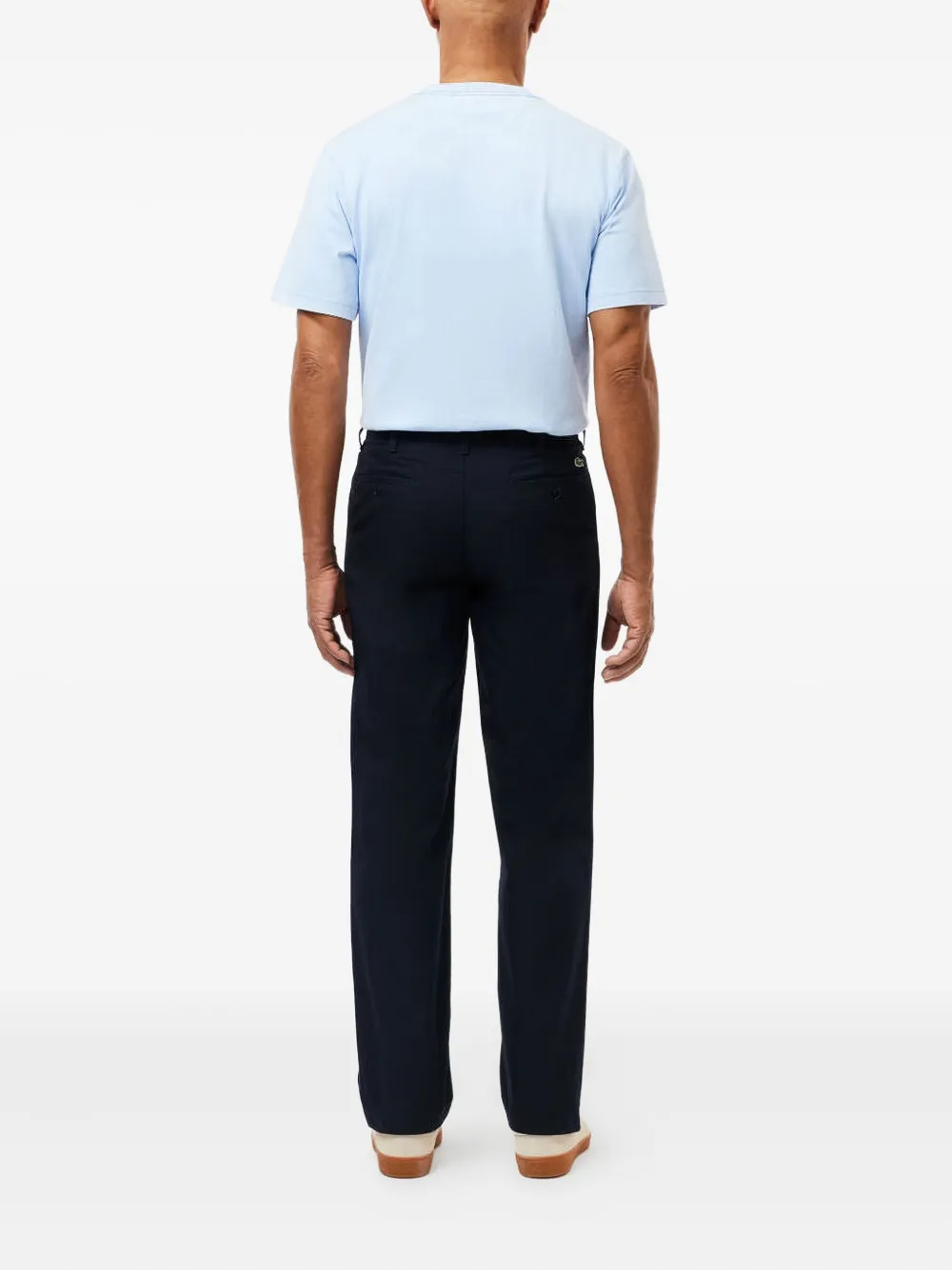 Lacoste Embroidered-logo Flat-front Trousers In Black
