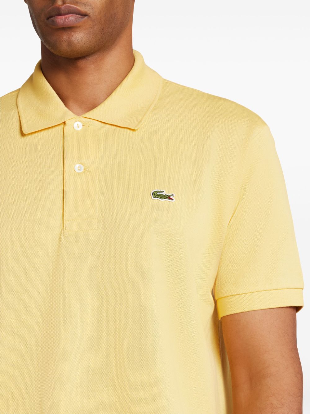 Shop Lacoste Logo-embroidered Cotton Polo Shirt In Yellow