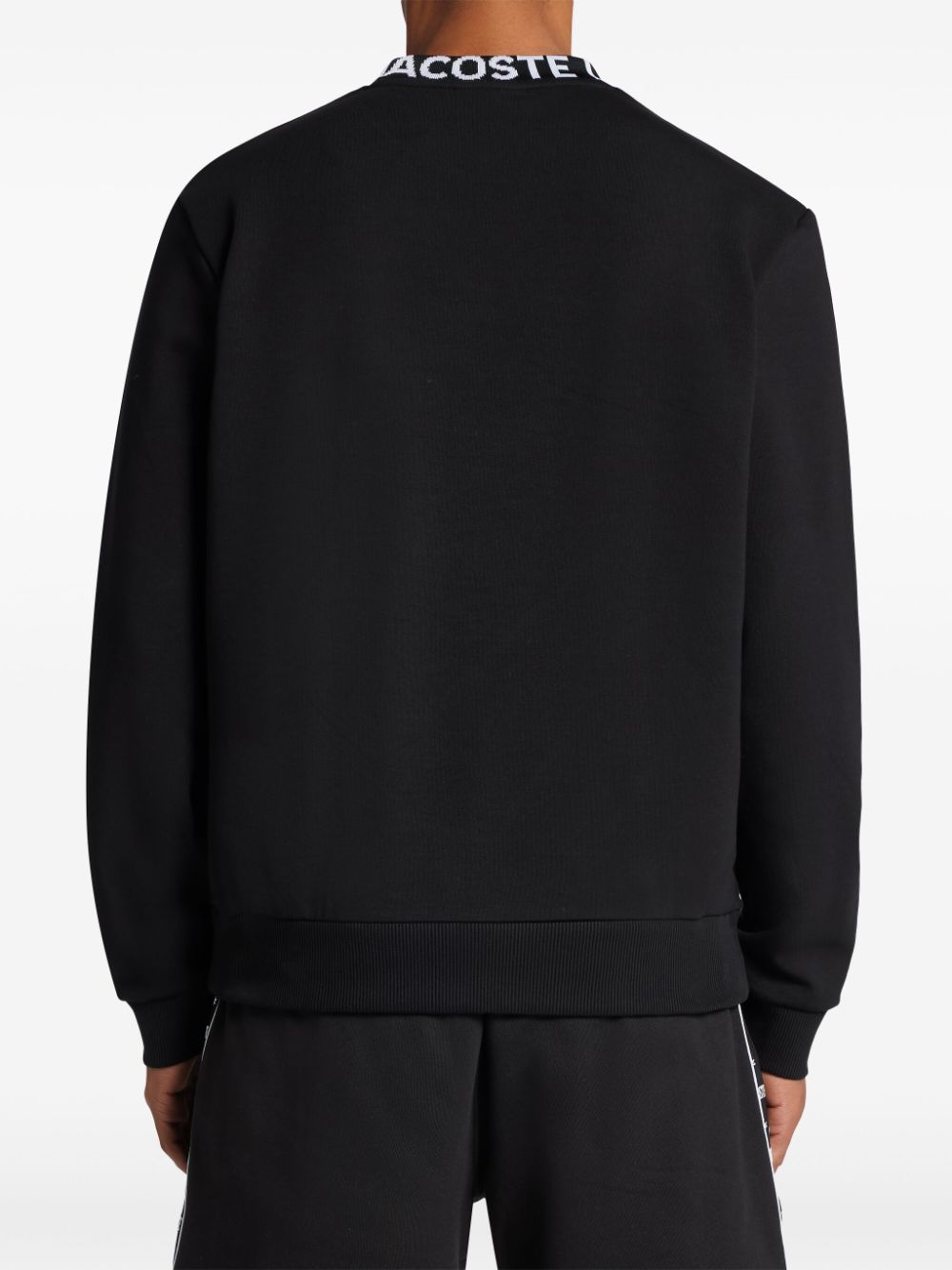 Shop Lacoste Logo-jacquard Collar Sweatshirt In Black