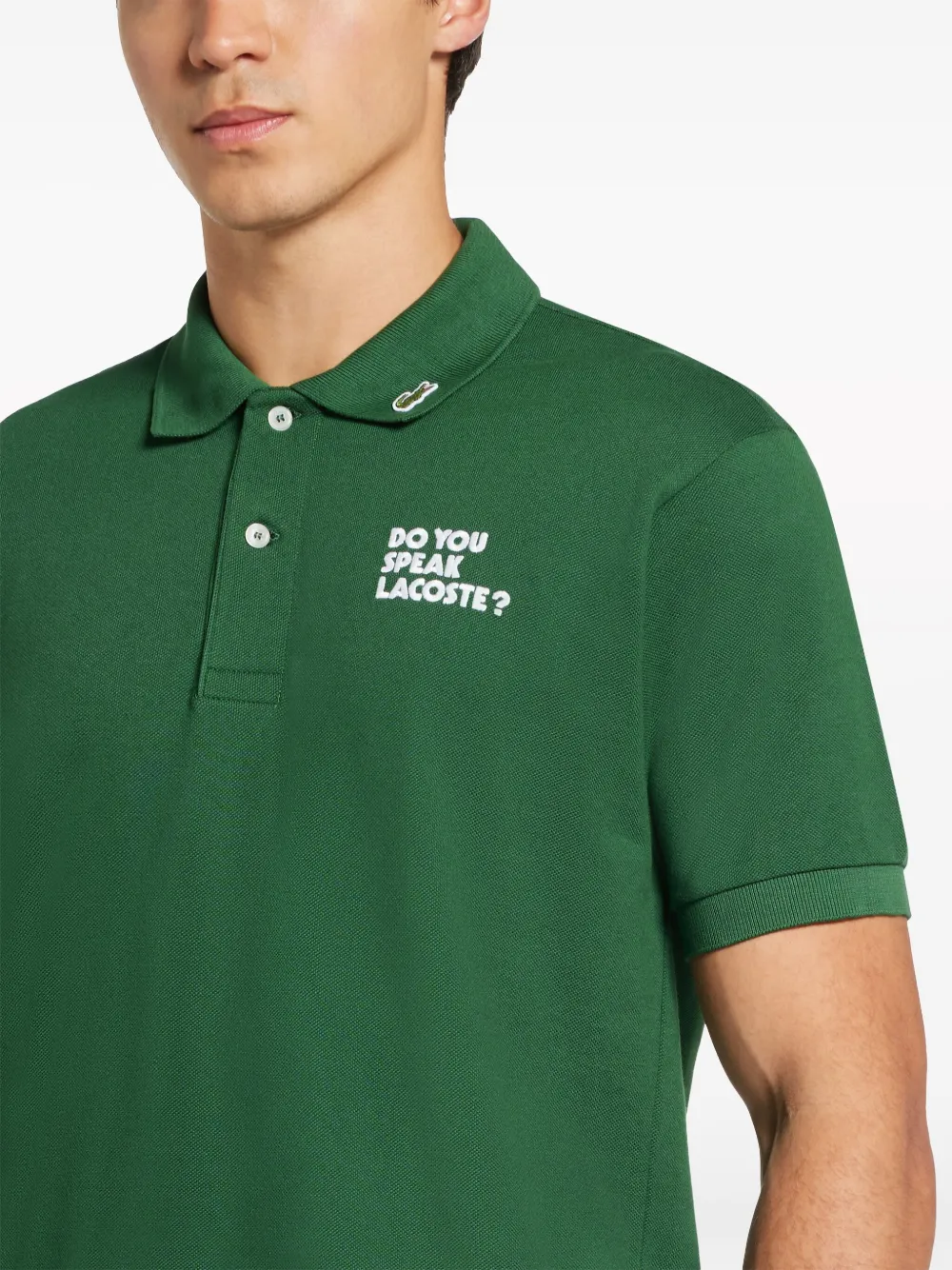 Lacoste slogan-embroidered polo shirt | Smart Closet