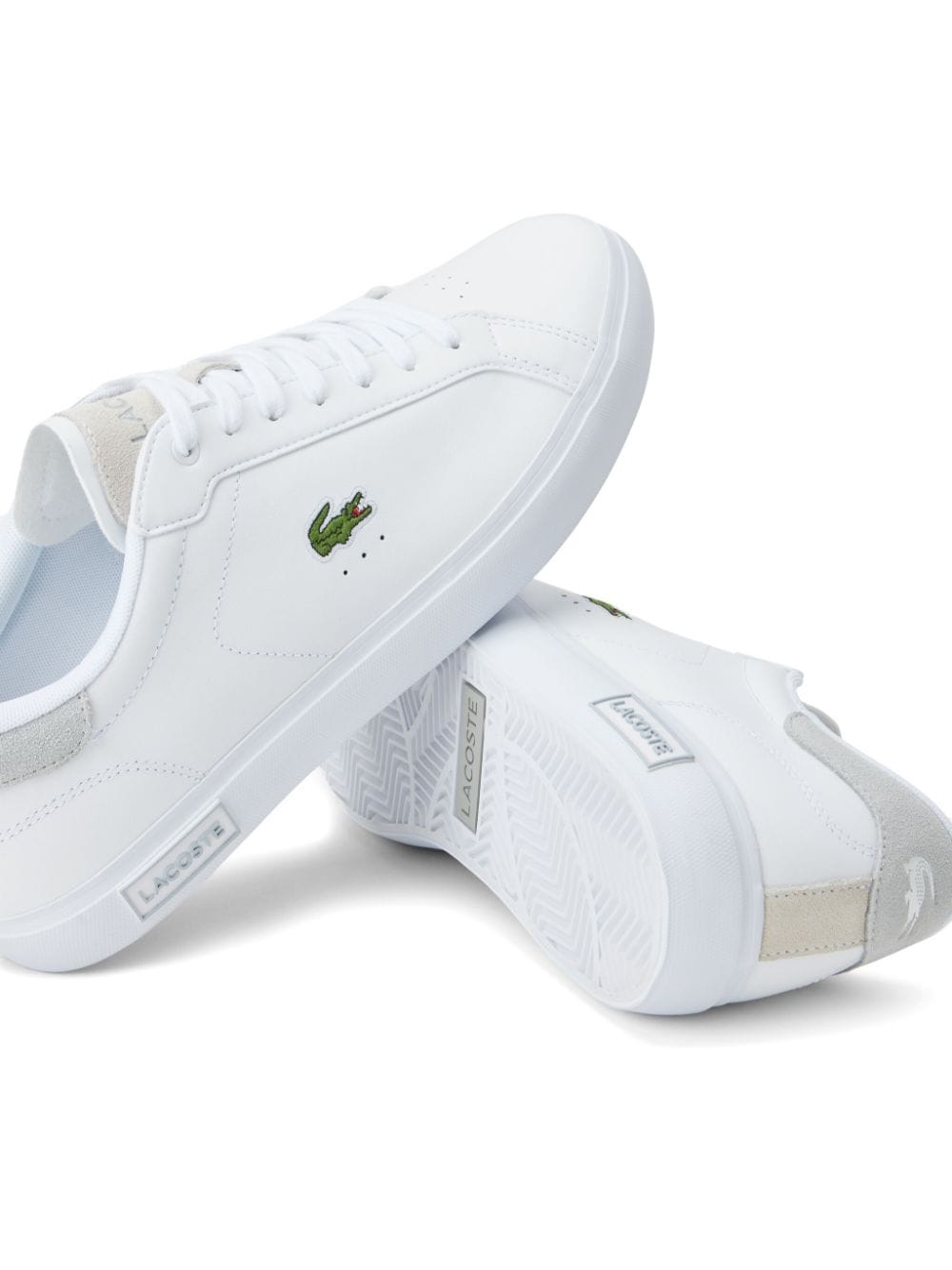 Shop Lacoste Powercourt Leather Sneakers In White