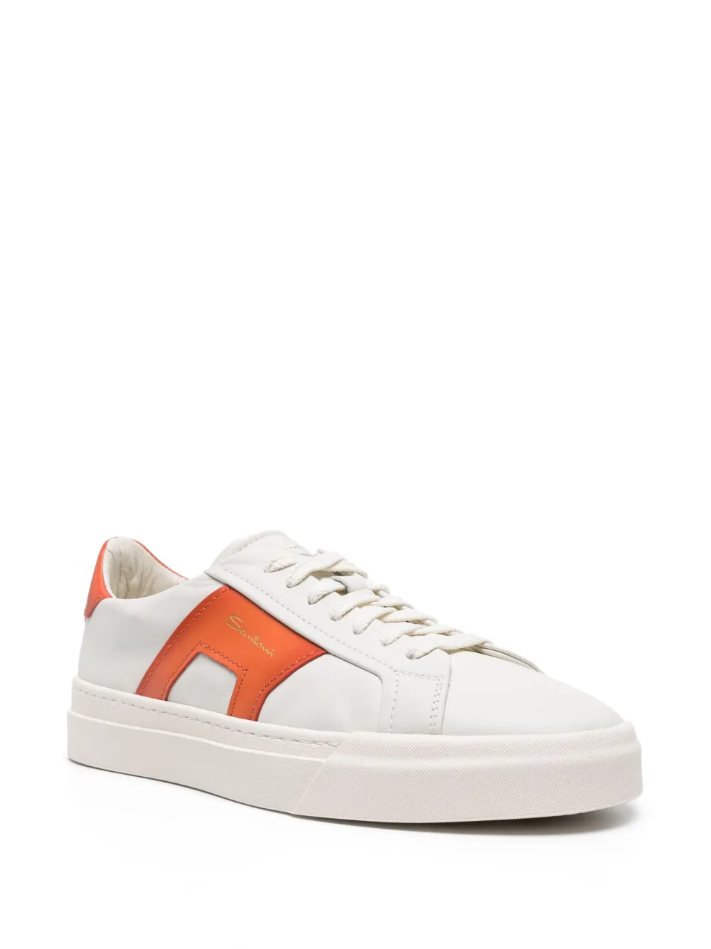 Santoni Double Buckle leren sneakers - Wit