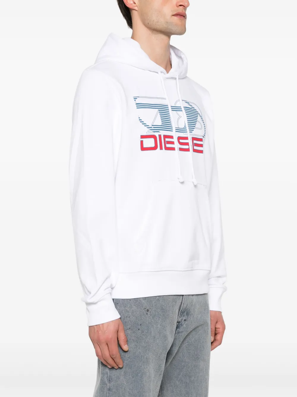 Shop Diesel S-ginn-hood Jersey Hoodie In White