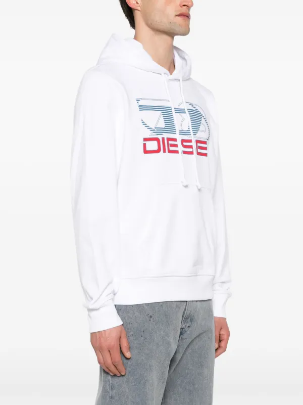 Diesel S-Ginn-Hood Jersey Hoodie | White | FARFETCH