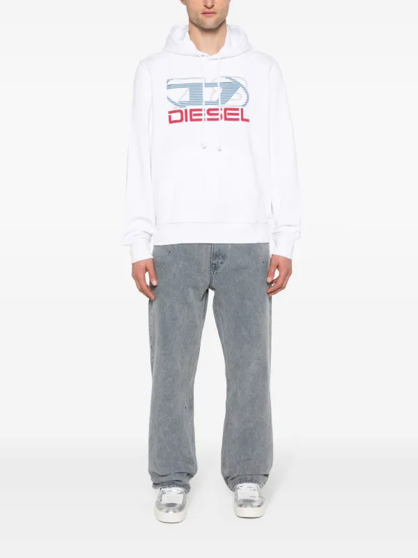 Diesel S-Ginn-Hood Jersey Hoodie | White | FARFETCH