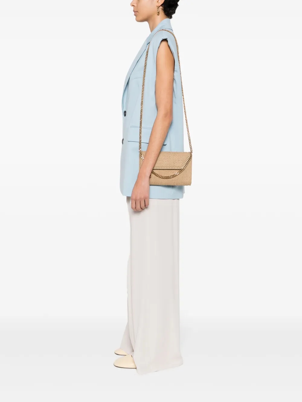 Stella McCartney Falabella geweven mini-crossbodytas - Beige