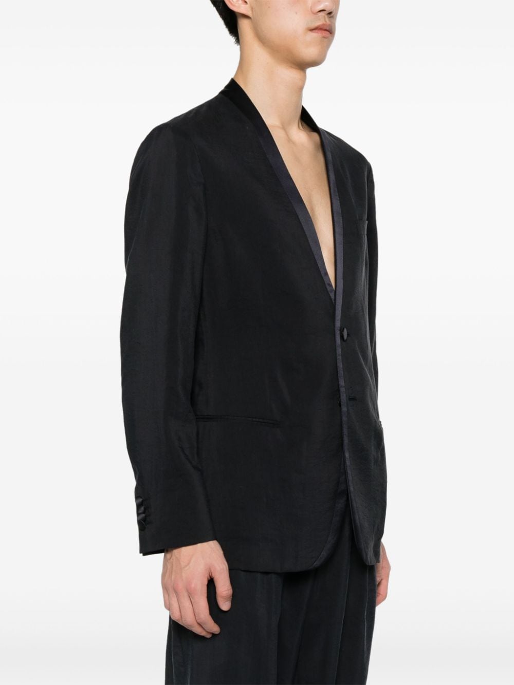 Shop Giorgio Armani Single-breasted Blazer In Blue