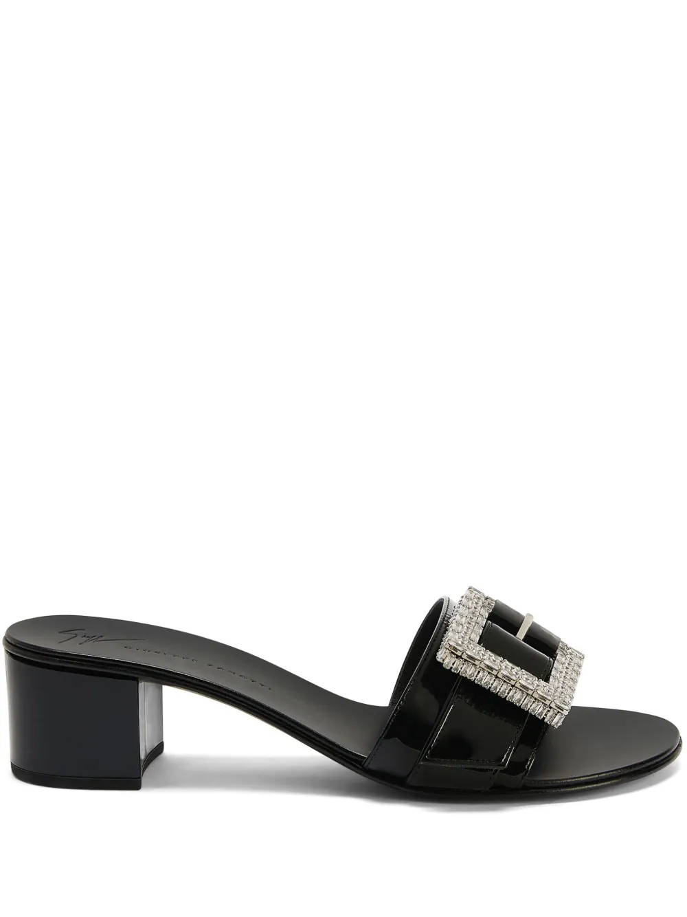 Giuseppe Zanotti Miss Buckle 40mm crystal-embellished mules - Nero