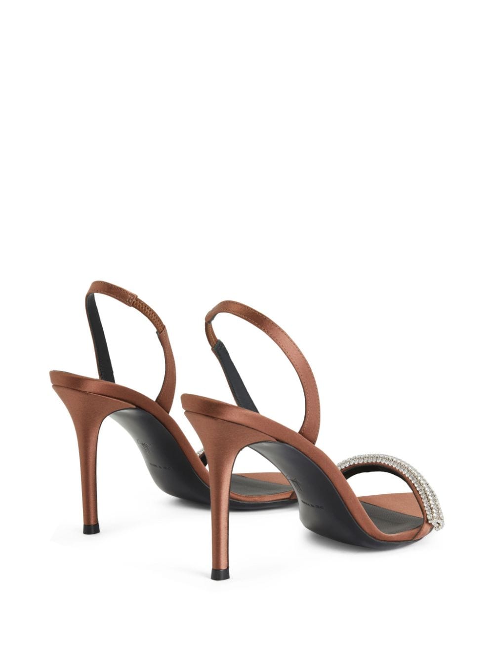 Shop Giuseppe Zanotti Intriigo Galassia 90mm Rhinestone-embellished Satin Sandals In Brown