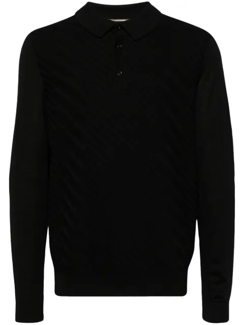 BOSS collarless virgin wool-blend top