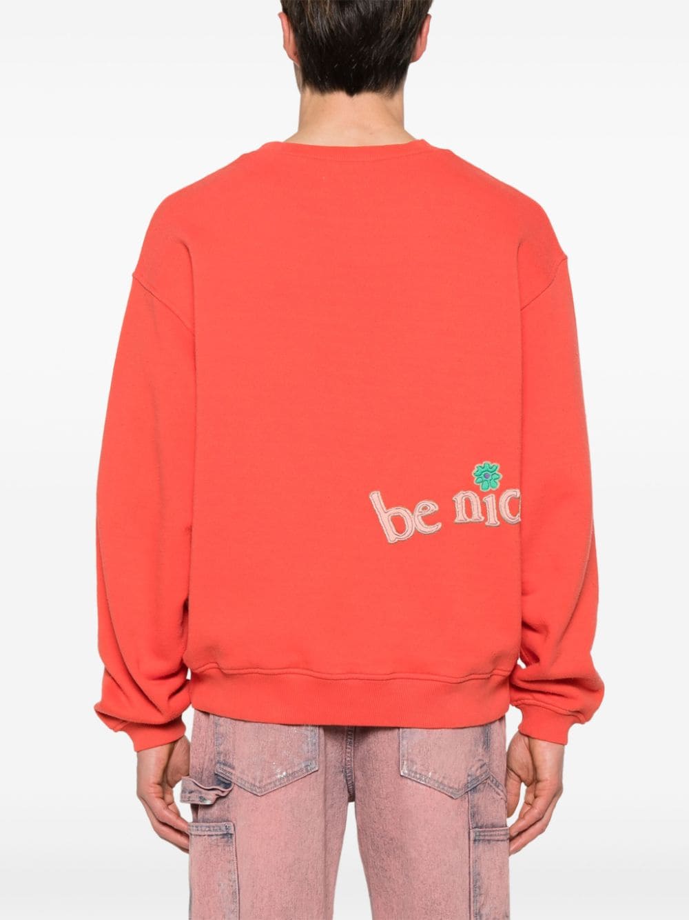 Shop Erl Venice-patch Cotton Sweatshirt In 红色