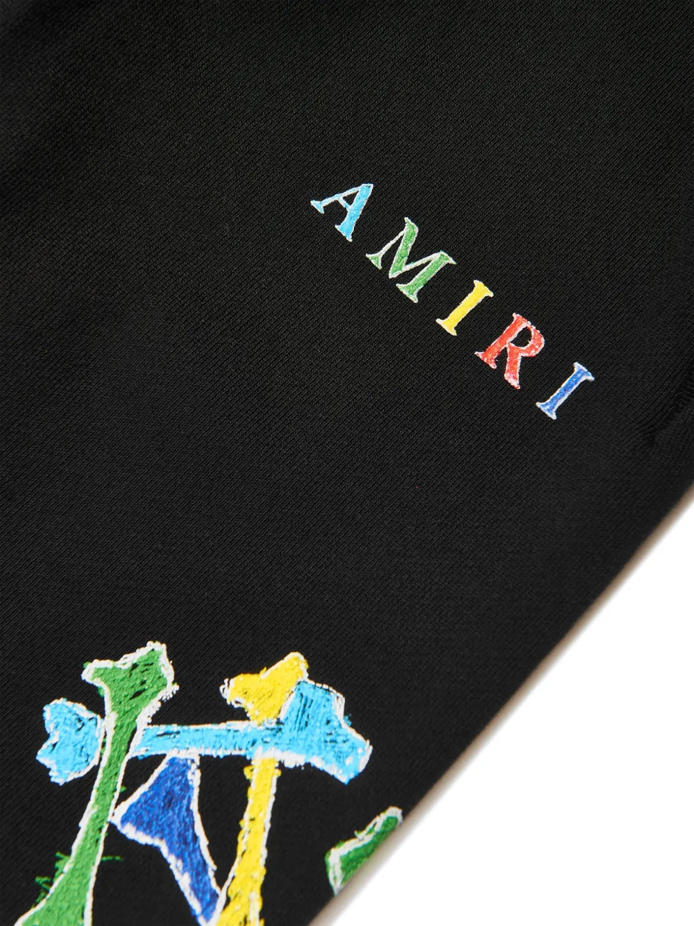 Amiri Sketch-print Cotton Track Pants In 黑色