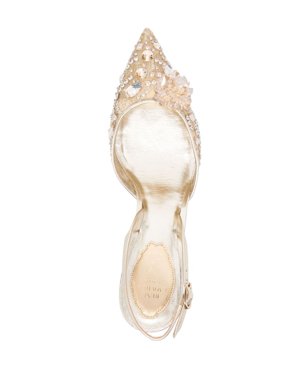 Shop René Caovilla Cinderella 80mm Leather Sandals In Gold