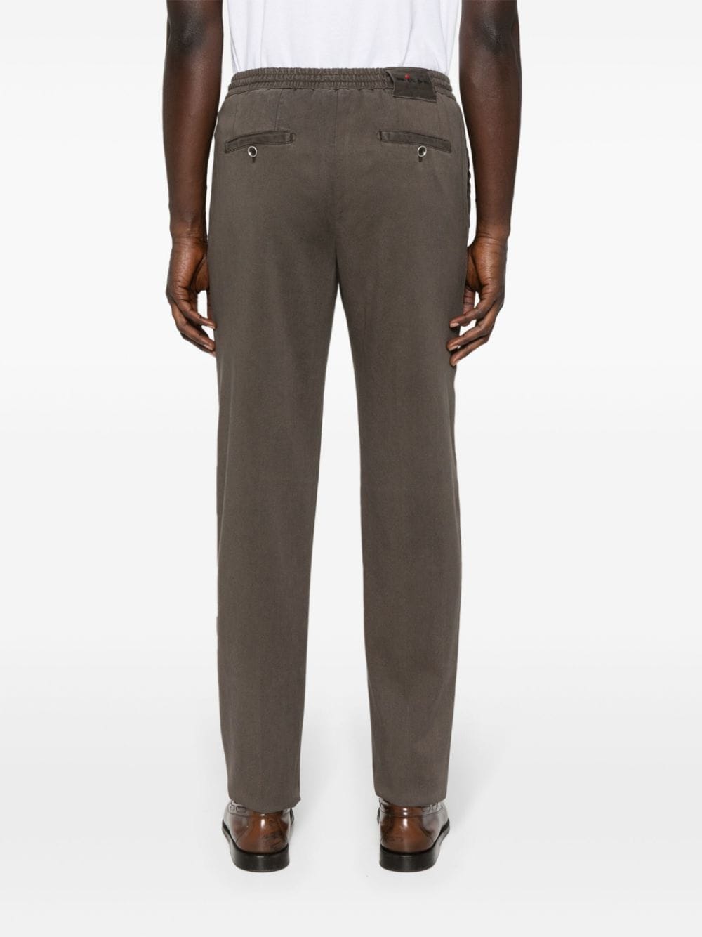 Shop Kiton Drawstring-waist Tapered Trousers In Braun